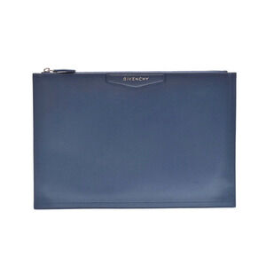 Givenchy Antigona Clutch Bag Goatskin Lambskin Blue